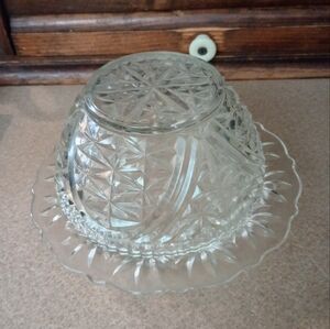 Vintage Glass Cheese Plate And Dome